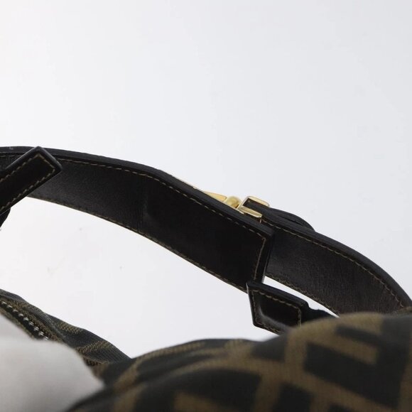 FENDI Zucca Canvas Vanity Pouch Black Brown gold Auth 131366 - Picture 8 of 16